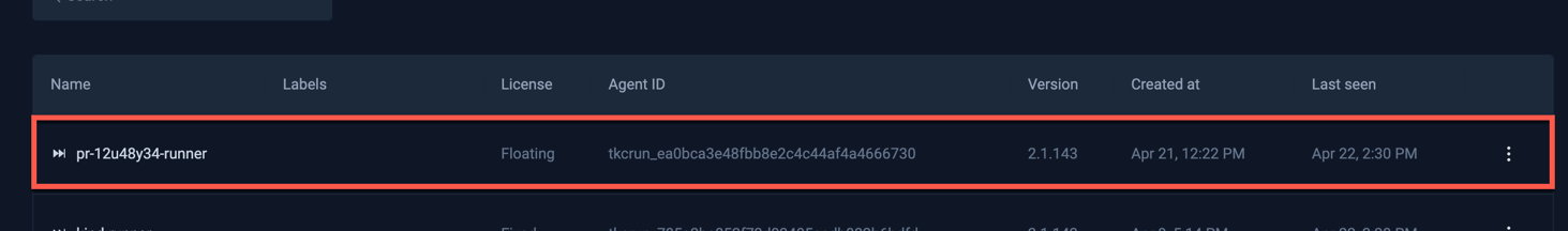 Runner Agent with Floating license in Agent List
